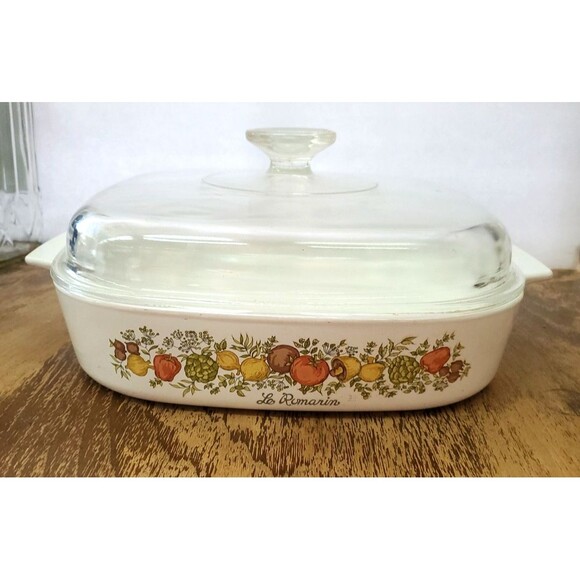 RARE Vtg SPICE OF LIFE Le Romarin CORNINGWARE A-10-B CASSEROLE w/Lid -Imprint 29 - Picture 2 of 16